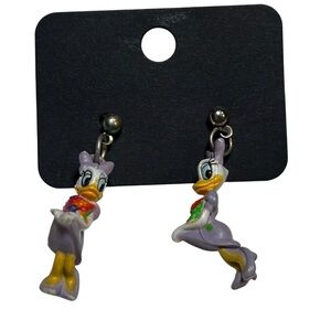 Disney Daisy Duck Purple Dress VTG Dangle Earrings